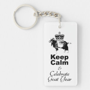 Keep Calm Celebrate Goat Year Monogram 2-sided KC Key Ring
