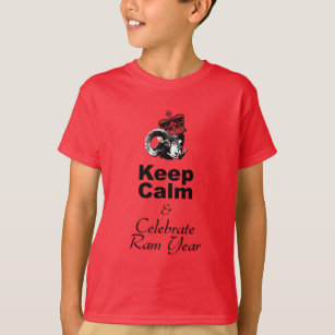 Keep Calm Celebrate Ram Year kids red T-shirt