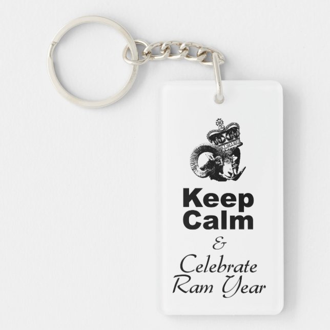 Keep Calm Celebrate Ram Year Monogram 2sided KC Key Ring (Front)