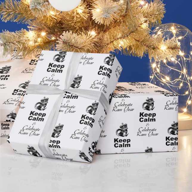 Keep Calm Celebrate Ram Year Wrapping Paper (Holidays)