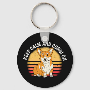 Keep calm corgi dog retro puppy lover owner pet key ring