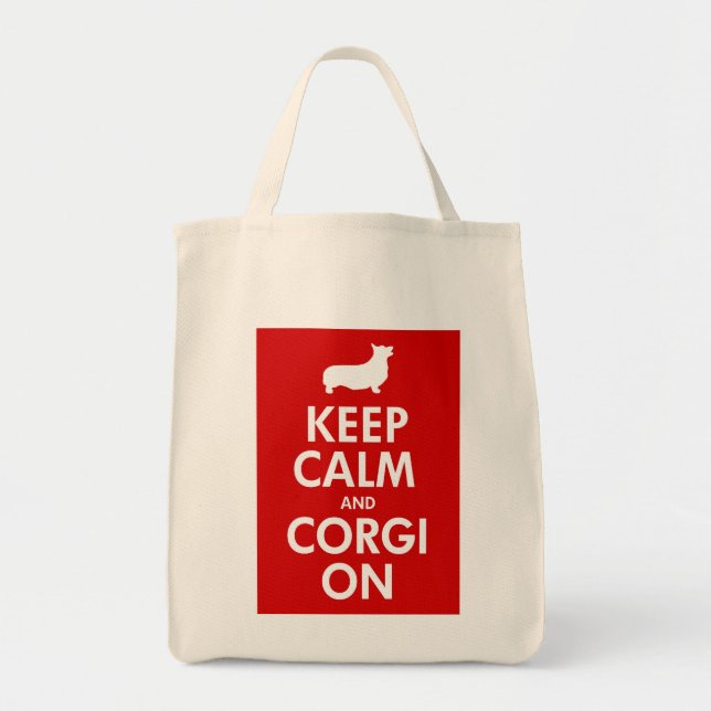Keep Calm Corgi On Grocery Tote (Pembroke) (Front)