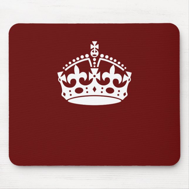 Keep Calm Crown Burgundy Red Accent Mouse Mat (Front)