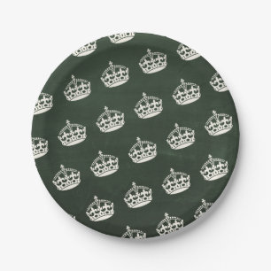 Keep Calm Crown Chalkboard Party Chic Paper Plates