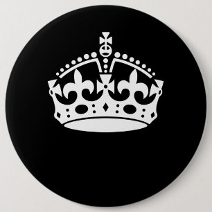 KEEP CALM CROWN Icon on Black Customise This 6 Cm Round Badge