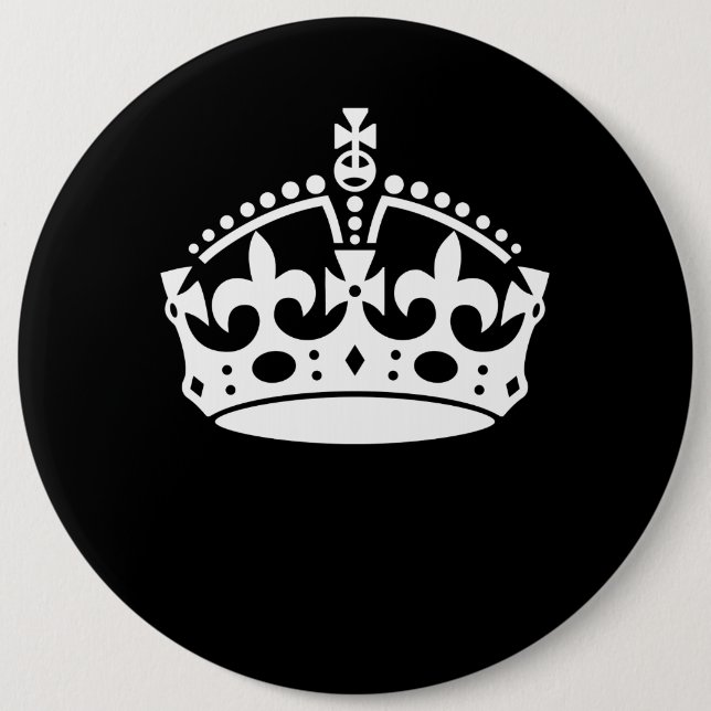 KEEP CALM CROWN Icon on Black Customise This 6 Cm Round Badge (Front)