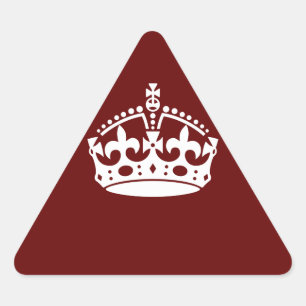 Keep Calm Crown Icon on Burgundy Red Triangle Sticker