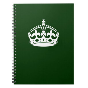Keep Calm Crown Icon on Forest Green Notebook