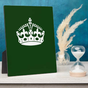 Keep Calm Crown Icon on Forest Green Plaque