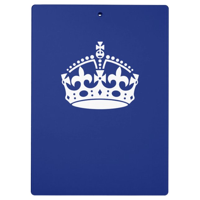 Keep Calm Crown Icon on Navy Blue Clipboard (Back)