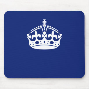 Keep Calm Crown Icon on Navy Blue Mouse Mat