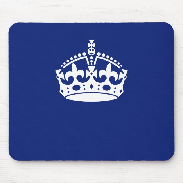 Keep Calm Crown Icon on Navy Blue Mouse Mat (Front)