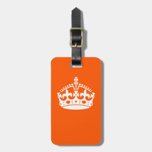 KEEP CALM CROWN Icon on Orange Customise This Luggage Tag