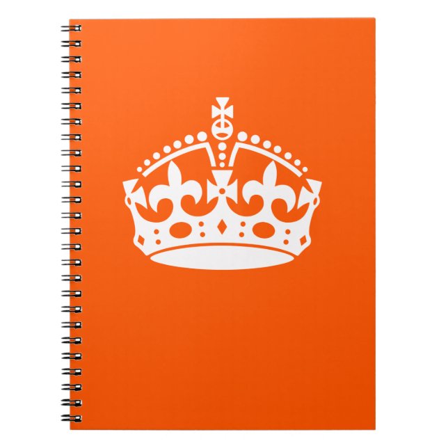KEEP CALM CROWN Icon on Orange Customise This Notebook (Front)