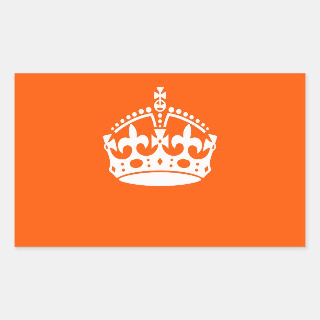 KEEP CALM CROWN Icon on Orange Customise This Rectangular Sticker (Front)