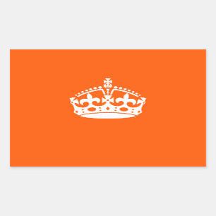 KEEP CALM CROWN Icon on Orange Customise This Rectangular Sticker