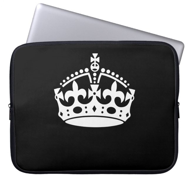 KEEP CALM CROWN on Black Customise This! Laptop Sleeve (Front)