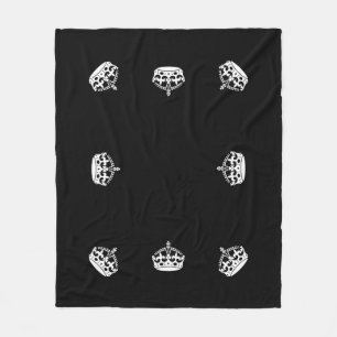 Keep Calm Crown on Black Fleece Blanket