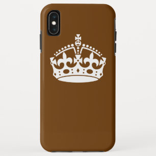 Keep Calm Crown on Brown Decor iPhone XS Max Case