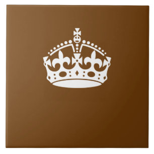 Keep Calm Crown on Brown Decor Tile