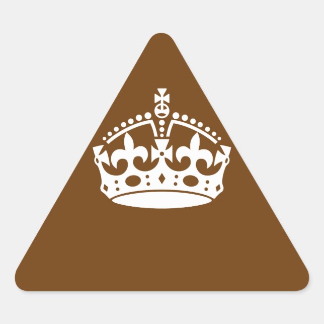 Keep Calm Crown on Brown Decor Triangle Sticker (Front)
