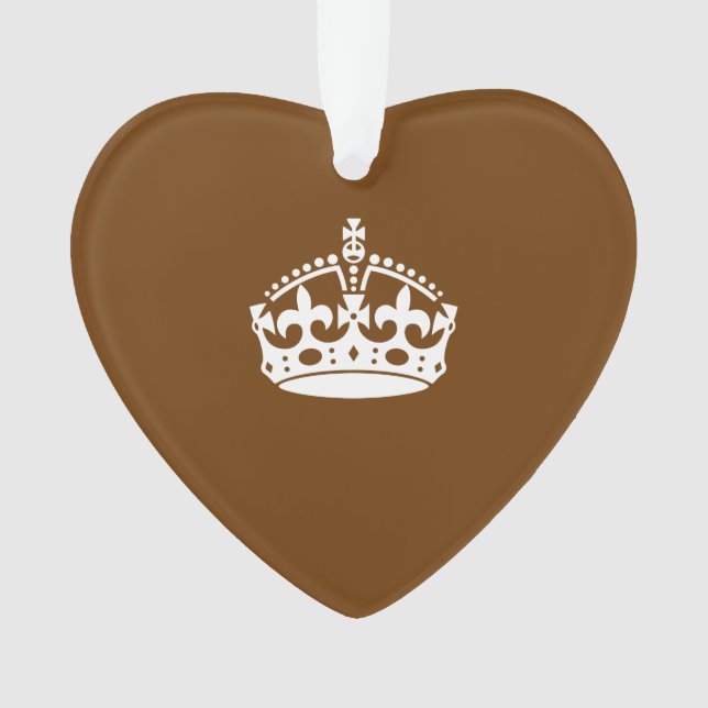 Keep Calm Crown on Brown Ornament (Front)