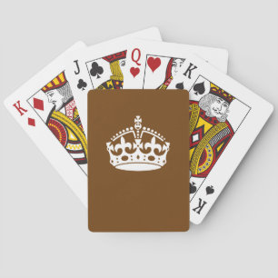 Keep Calm Crown on Brown Playing Cards