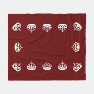 Keep Calm Crown on Burgundy Red Decor Fleece Blanket