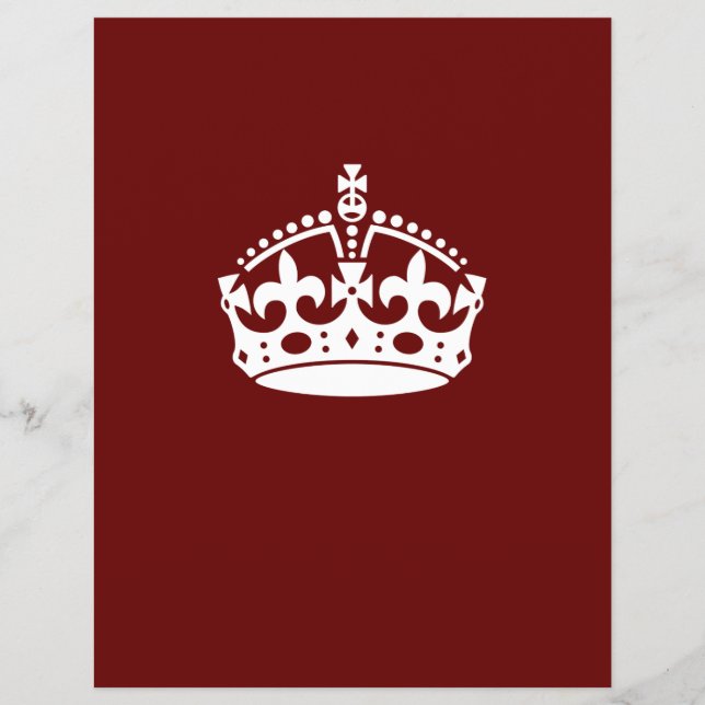 Keep Calm Crown on Burgundy Red Decor Flyer (Front)