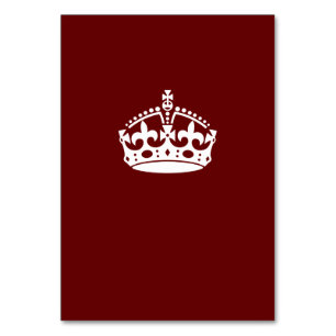 Keep Calm Crown on Burgundy Red Decor Table Number