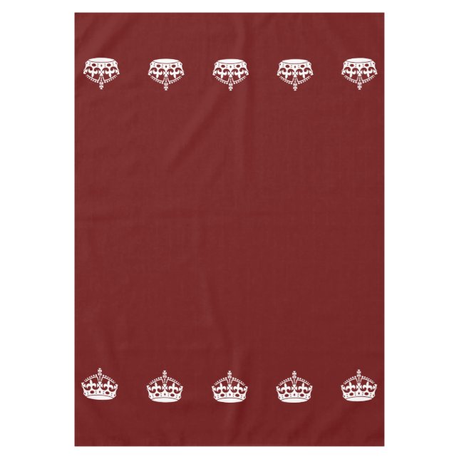 Keep Calm Crown on Burgundy Red Decor Tablecloth (Front)