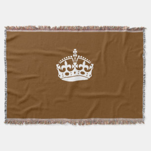 Keep Calm Crown on Chocolate Brown Throw Blanket