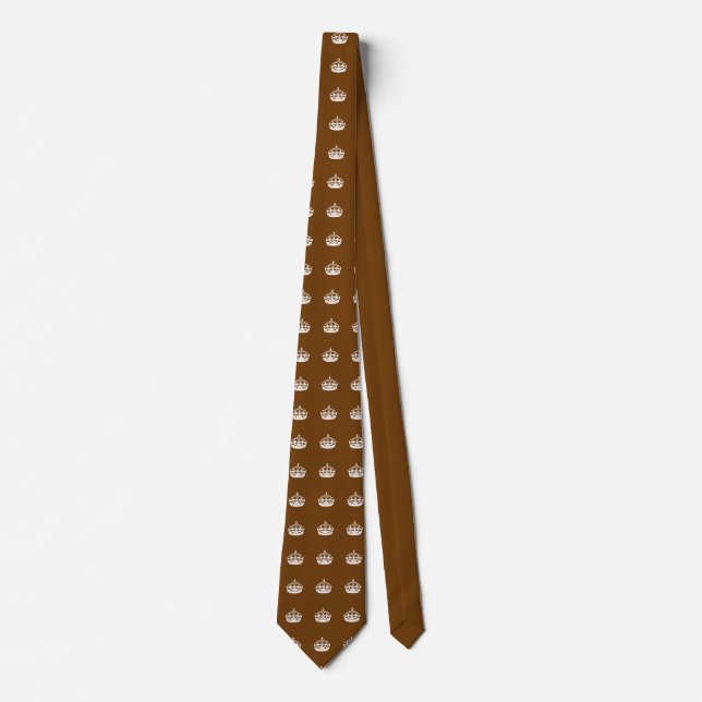 Keep Calm Crown on Chocolate Brown Tie (Front)