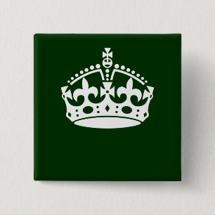 KEEP CALM CROWN on Forest Green Customise This 15 Cm Square Badge