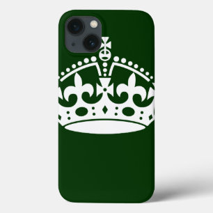 KEEP CALM CROWN on Forest Green Customise This iPhone 13 Case