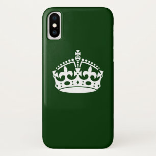 KEEP CALM CROWN on Forest Green Customise This iPhone X Case