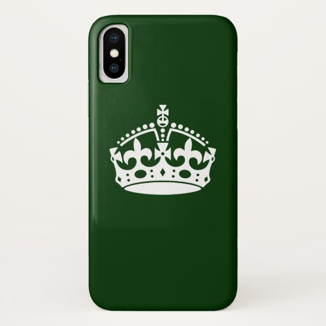 KEEP CALM CROWN on Forest Green Customise This Case-Mate iPhone Case (Back)