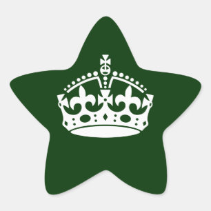 KEEP CALM CROWN on Forest Green Customise This Star Sticker