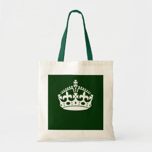 KEEP CALM CROWN on Forest Green Customise This Tote Bag