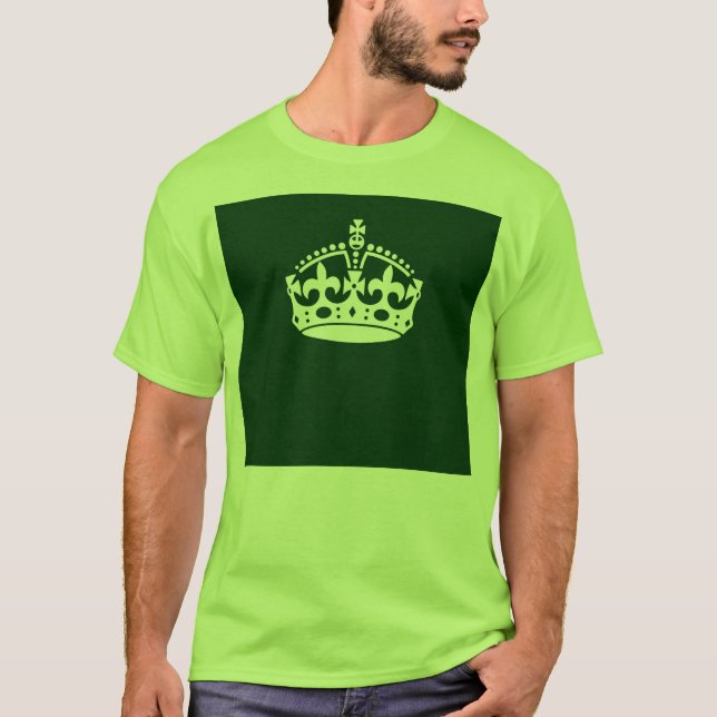 Keep Calm Crown on Forest Green Decor T-Shirt (Front)