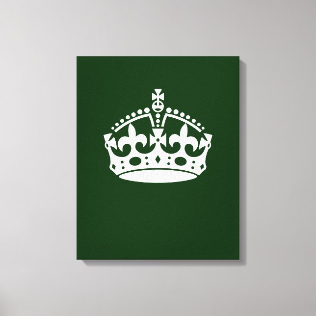 KEEP CALM CROWN on Green Customise This Canvas Print (Front)