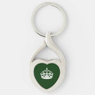 KEEP CALM CROWN on Green Customise This Key Ring