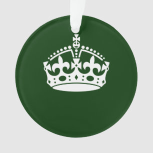 KEEP CALM CROWN on Green Customise This Ornament