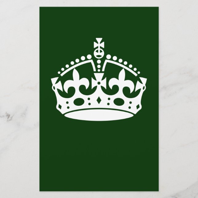 KEEP CALM CROWN on Green Customise This Stationery (Front)