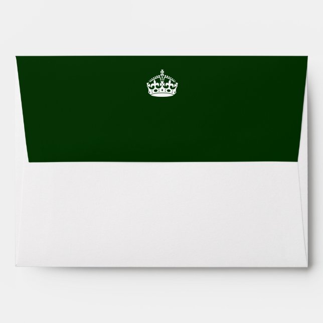 Keep Calm Crown on Green Decor Envelopes (Back (Top Flap))
