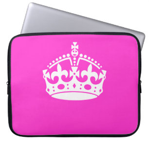 KEEP CALM CROWN on Hot Pink Customise This! Laptop Sleeve