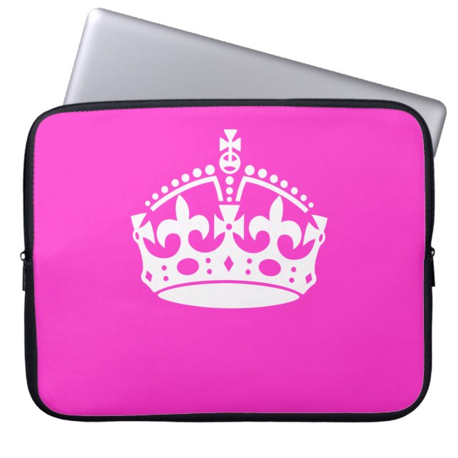 KEEP CALM CROWN on Hot Pink Customise This! Laptop Sleeve (Front)