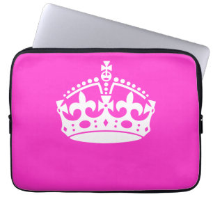 KEEP CALM CROWN on Hot Pink Customise This! Laptop Sleeve