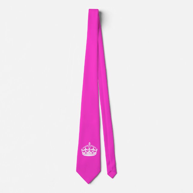 KEEP CALM CROWN on Hot Pink Customise This! Tie (Front)