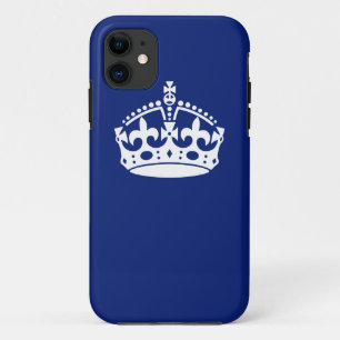 Keep Calm Crown on Navy Blue Colour iPhone 11 Case